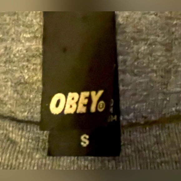 Obey Women's Pullover Sweater Shirt Long Sleeve Gray Crew Neck Obey 89. Size S - Picture 3 of 3